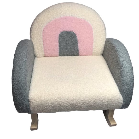 NEW Solid Wooden Rainbow Rocker by Style and Function.  White / Pink / Gray - Picture 11 of 16